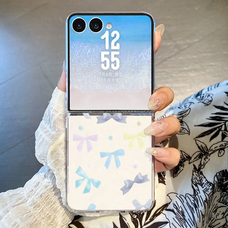 Phone Cases Z Fold 5 - Bowknot Printed Folding Phone Case For