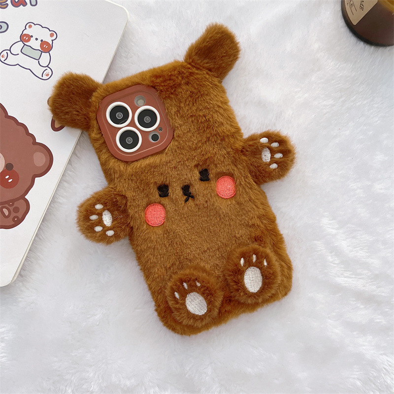 Korean 3D Cartoon Bear Fluffy  - огляд і ціна Phone Cases Iphone 15